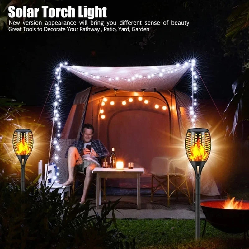 Solar-Fackellichter mit flackernder Flamme – IP45-wasserdicht für eine gemütliche, einladende Atmosphäre im Garten oder auf der Terrasse (1–12er-Pack)