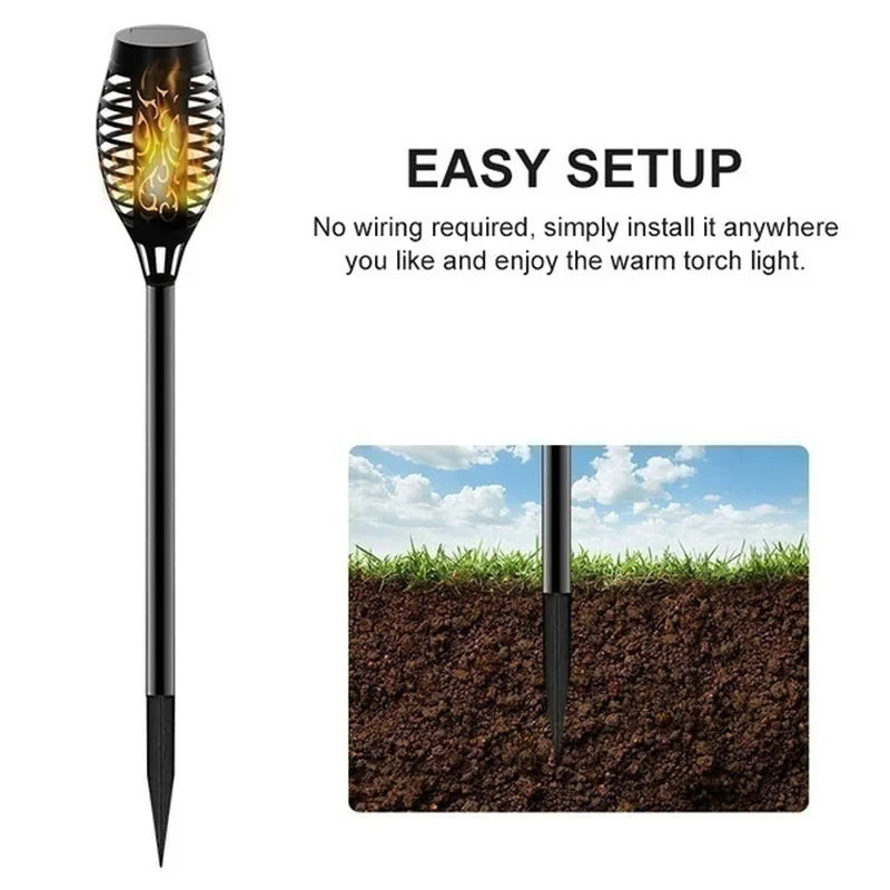 Solar-Fackellichter mit flackernder Flamme – IP45-wasserdicht für eine gemütliche, einladende Atmosphäre im Garten oder auf der Terrasse (1–12er-Pack)