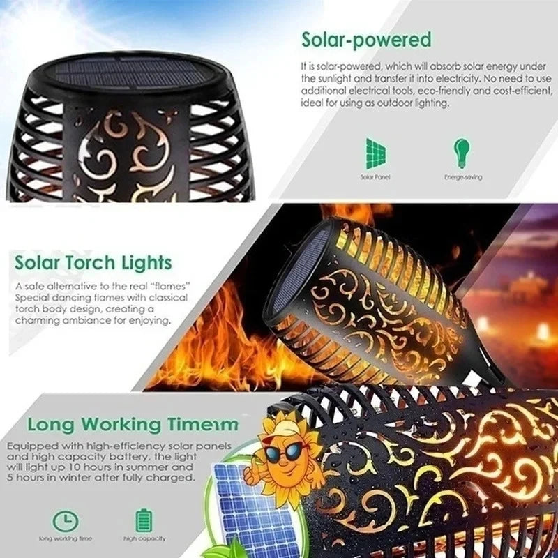 Solar-Fackellichter mit flackernder Flamme – IP45-wasserdicht für eine gemütliche, einladende Atmosphäre im Garten oder auf der Terrasse (1–12er-Pack)