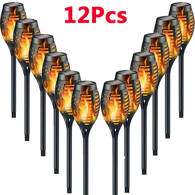 Solar-Fackellichter mit flackernder Flamme – IP45-wasserdicht für eine gemütliche, einladende Atmosphäre im Garten oder auf der Terrasse (1–12er-Pack)