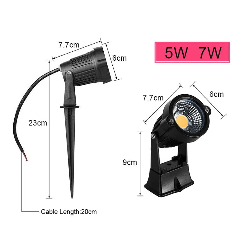 Garten-Erdspießstrahler – COB-LED 5 W bis 15 W – IP65-wasserdichter Strahler für Bäume, Büsche und Landschaftsbeleuchtung (AC/DC-Optionen)