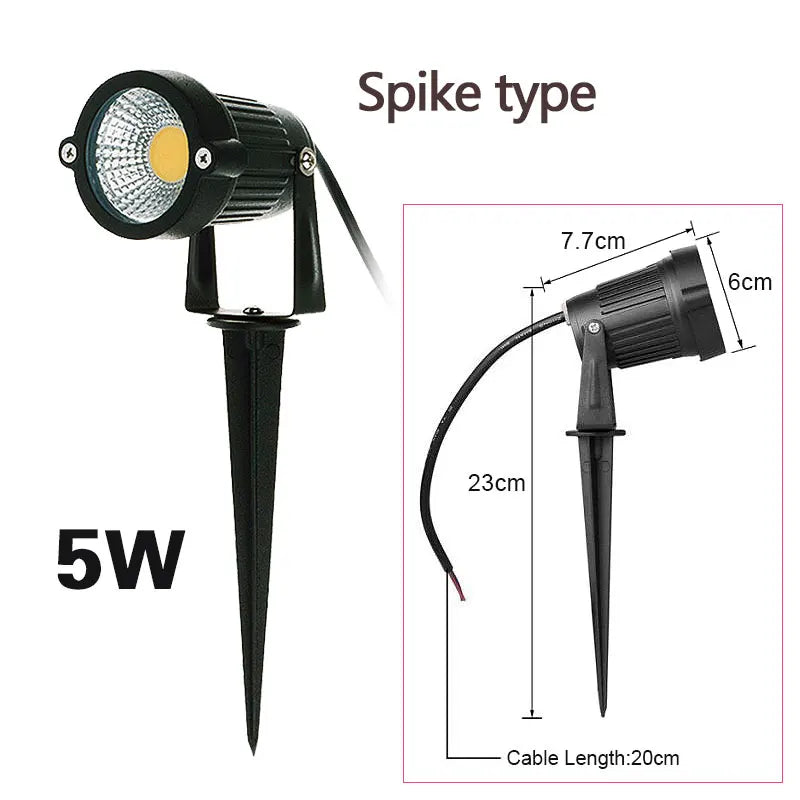 Garten-Erdspießstrahler – COB-LED 5 W bis 15 W – IP65-wasserdichter Strahler für Bäume, Büsche und Landschaftsbeleuchtung (AC/DC-Optionen)