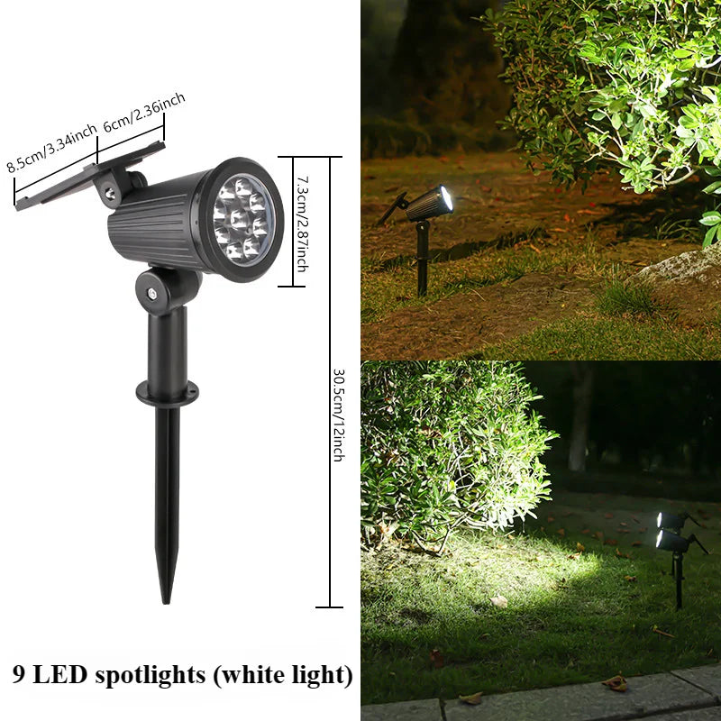 Garden Solar Spotlight, 9 LEDs, Waterproof, Easy Installation