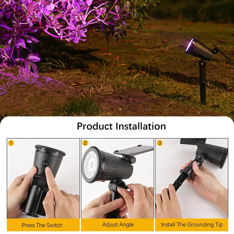 Garden Solar Spotlight, 9 LEDs, Waterproof, Easy Installation