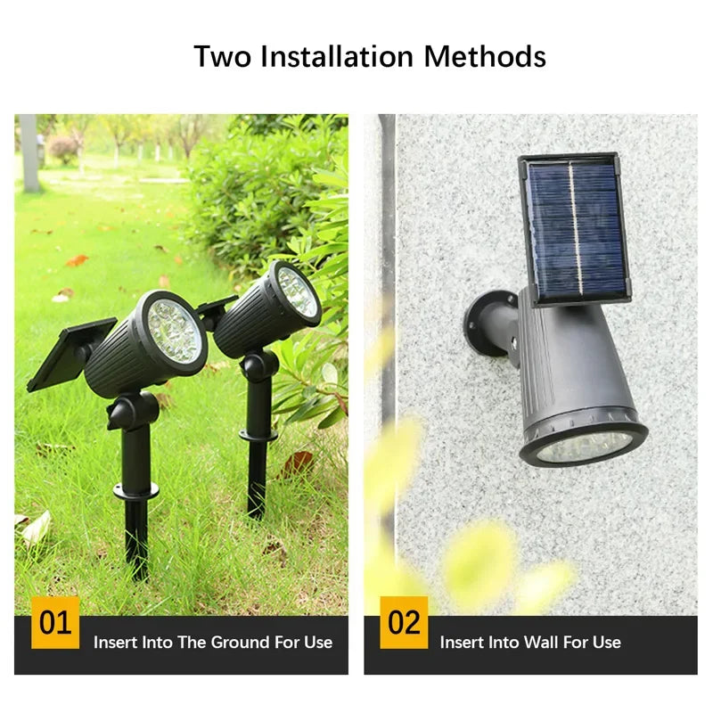 Garden Solar Spotlight, 9 LEDs, Waterproof, Easy Installation