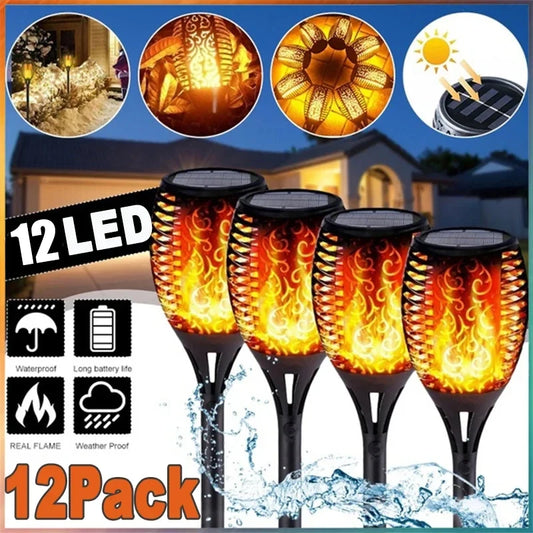 Solar Flickering Flame Torch Lights – IP45 Waterproof for a Cozy, Inviting Atmosphere for Garden or Patio (1–12 Pack)