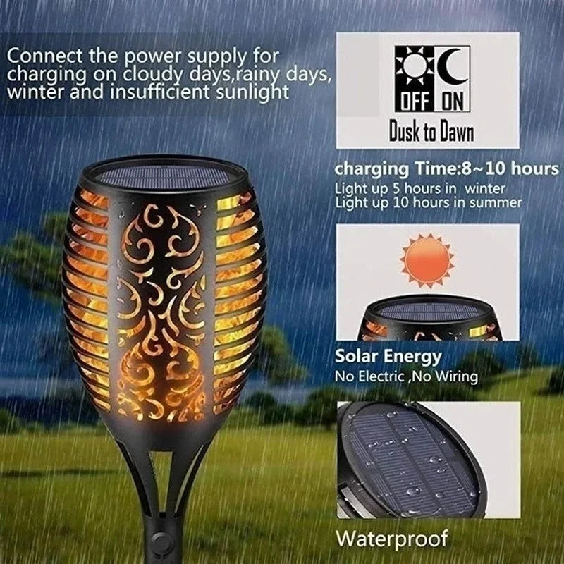 Solar-Fackellichter mit flackernder Flamme – IP45-wasserdicht für eine gemütliche, einladende Atmosphäre im Garten oder auf der Terrasse (1–12er-Pack)